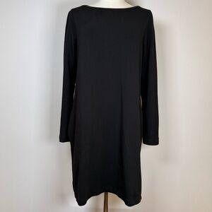 Pure Jill Soft Cozy Dress Tunic Black Cotton Blend Pockets Women’s Size Small